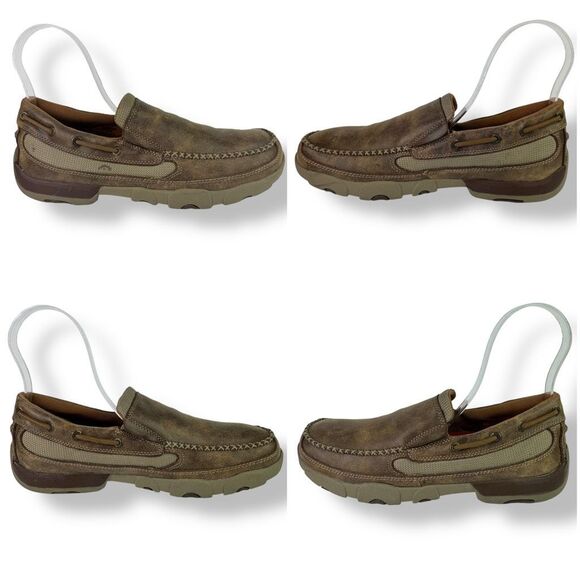 Twisted X Slip On Driving Moc Loafer Casual Bomber Brown Tan Leather Men’s 9 M - Picture 2 of 14